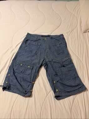 Sean John Navy Cargo Shorts with Multiple Pockets